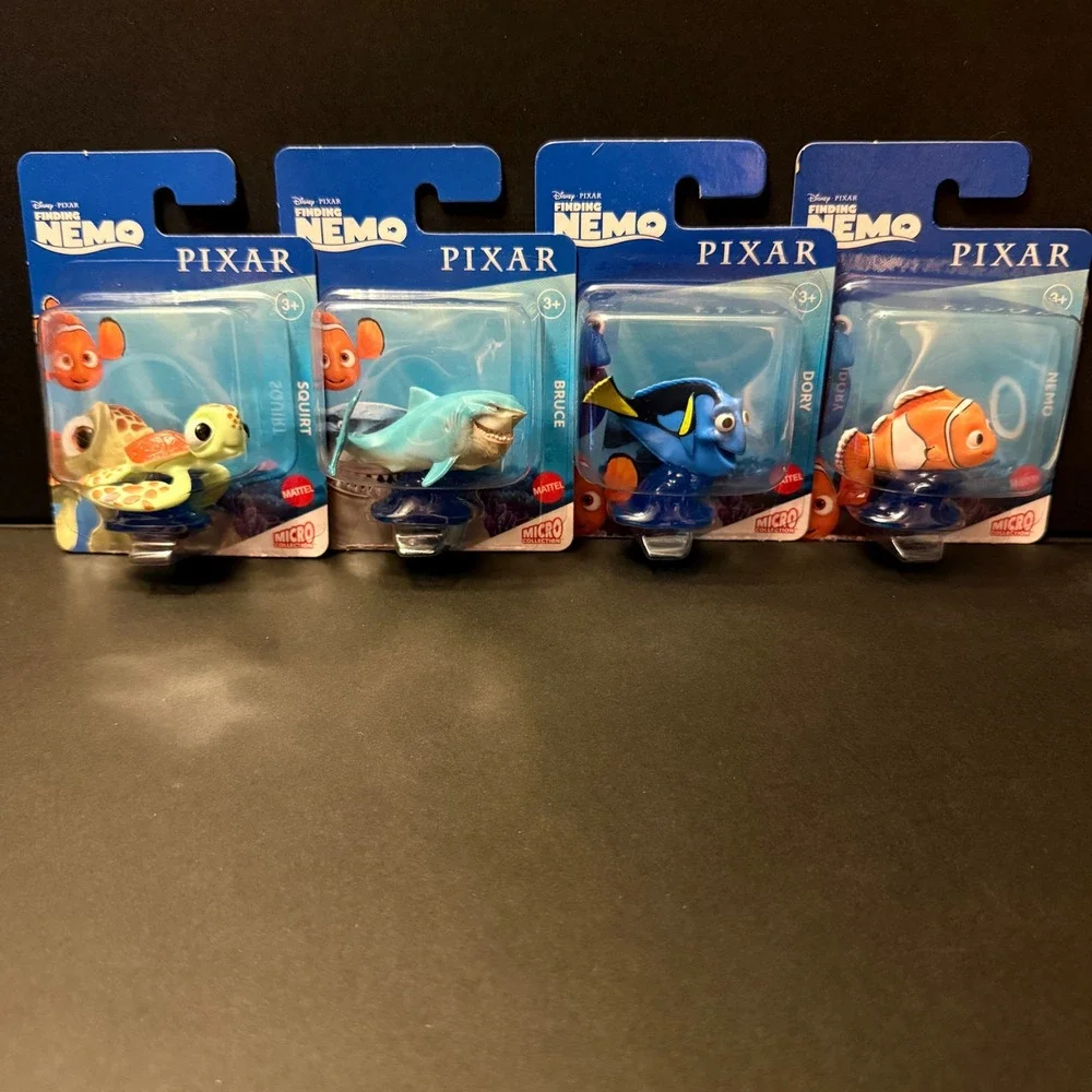 Mattel Finding Nemo Micro Figures Kids NEW 4pc Set Nemo Dory Bruce Squirt